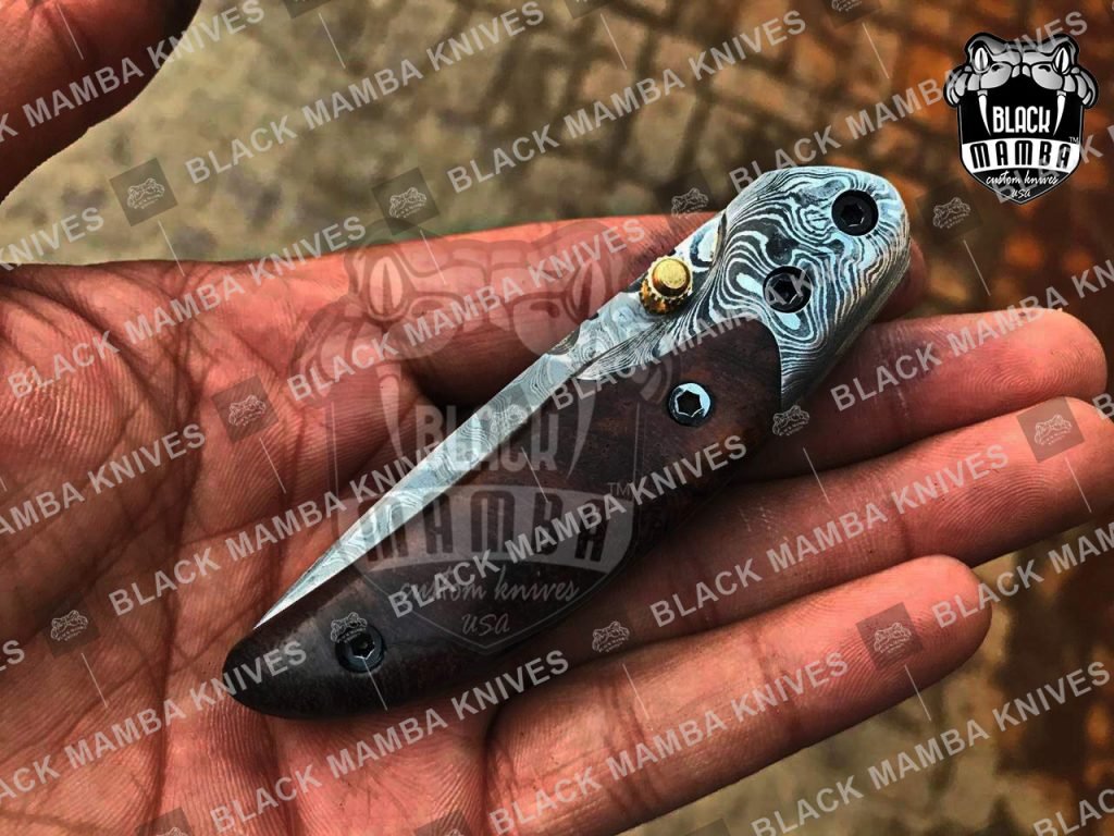 BLACK MAMBA KNIVES BMK-120 Fallen 3 Inches Blade Damascus folding Pocket Knife Hunting tool USA Made - Image 5
