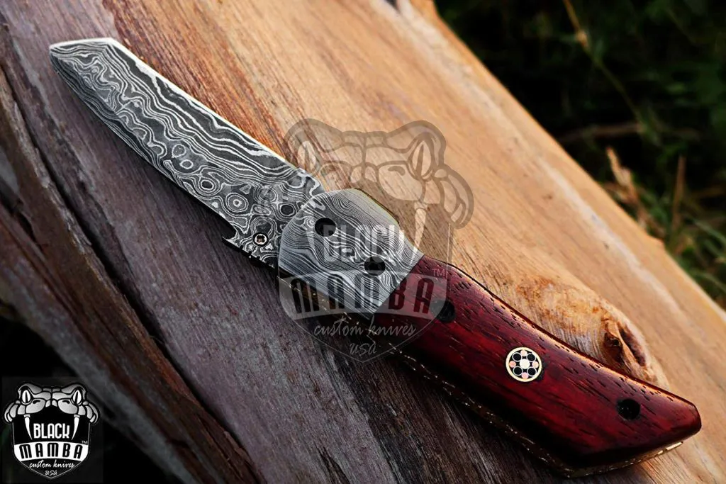 Garter Snake – Damascus Folding Pocket Knife, 7″ Overall - view 14