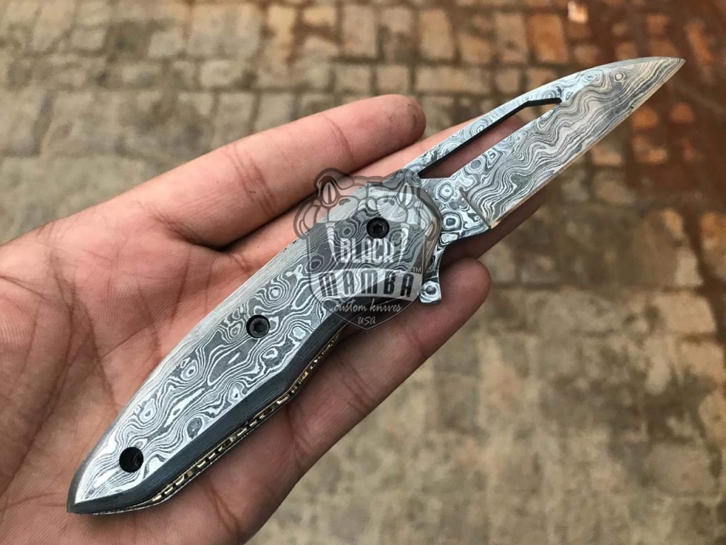 BMK-119 Megatron 3 Inches Blade Full Damascus Pocket Knife Handmade Damascus Hunting Knives - Image 2