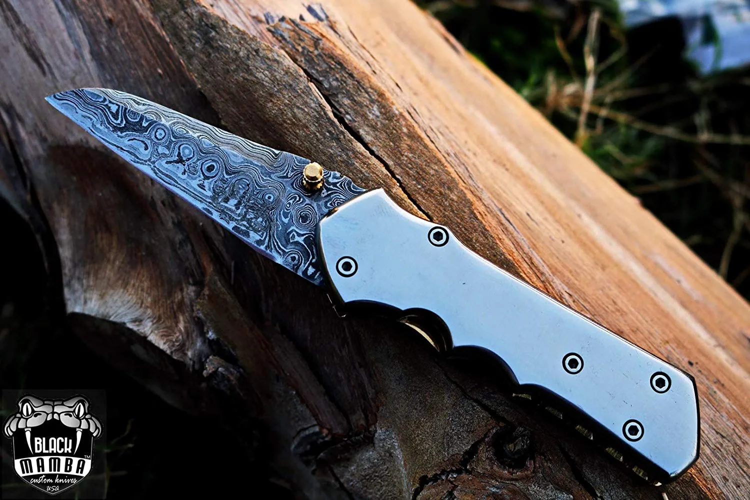 Atlas Titanium – Damascus Folding Pocket Knife, 7″ Overall - view 9