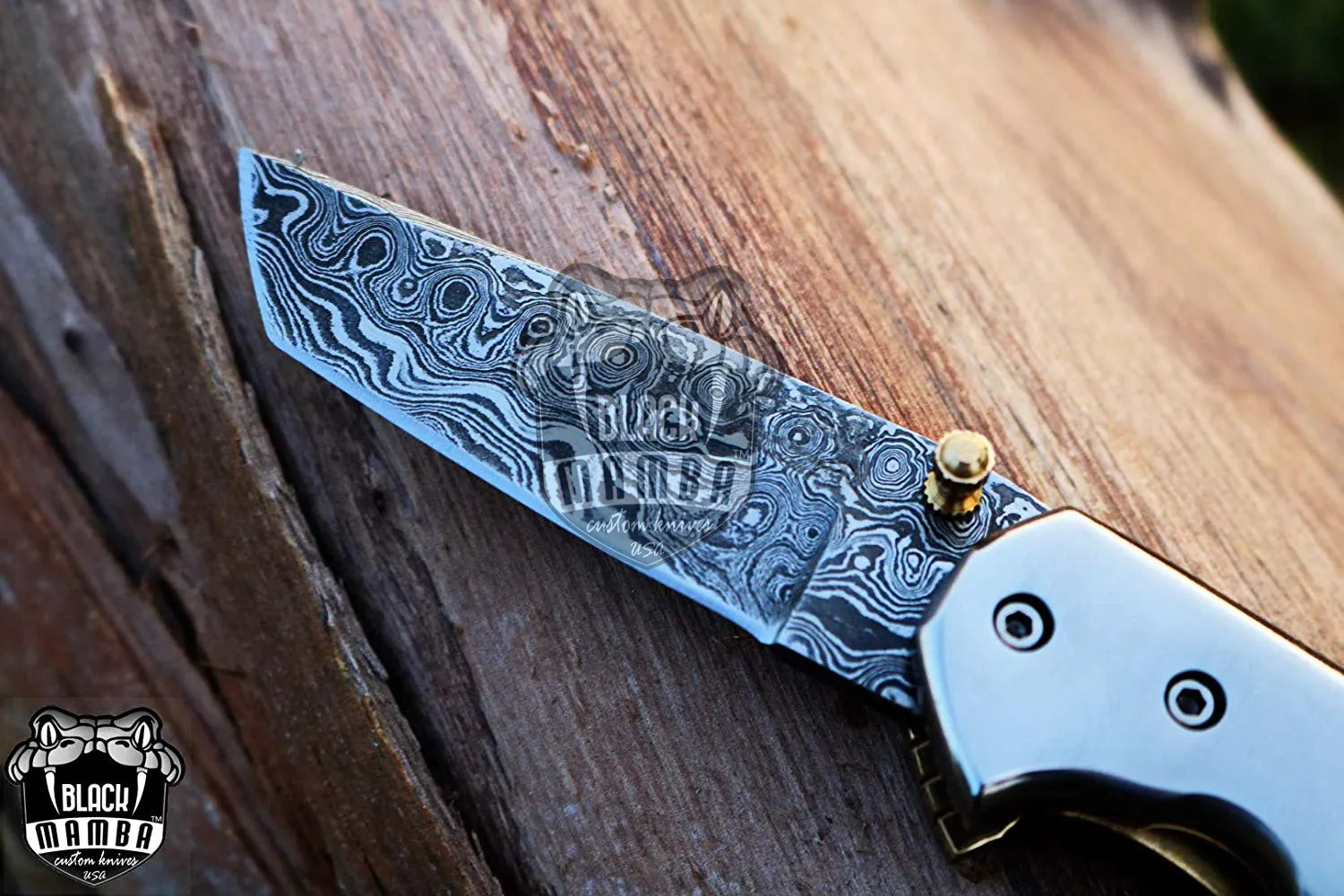 Bumble Bee Titanium – Damascus Folding Pocket Knife, 7″ Overall - view 6