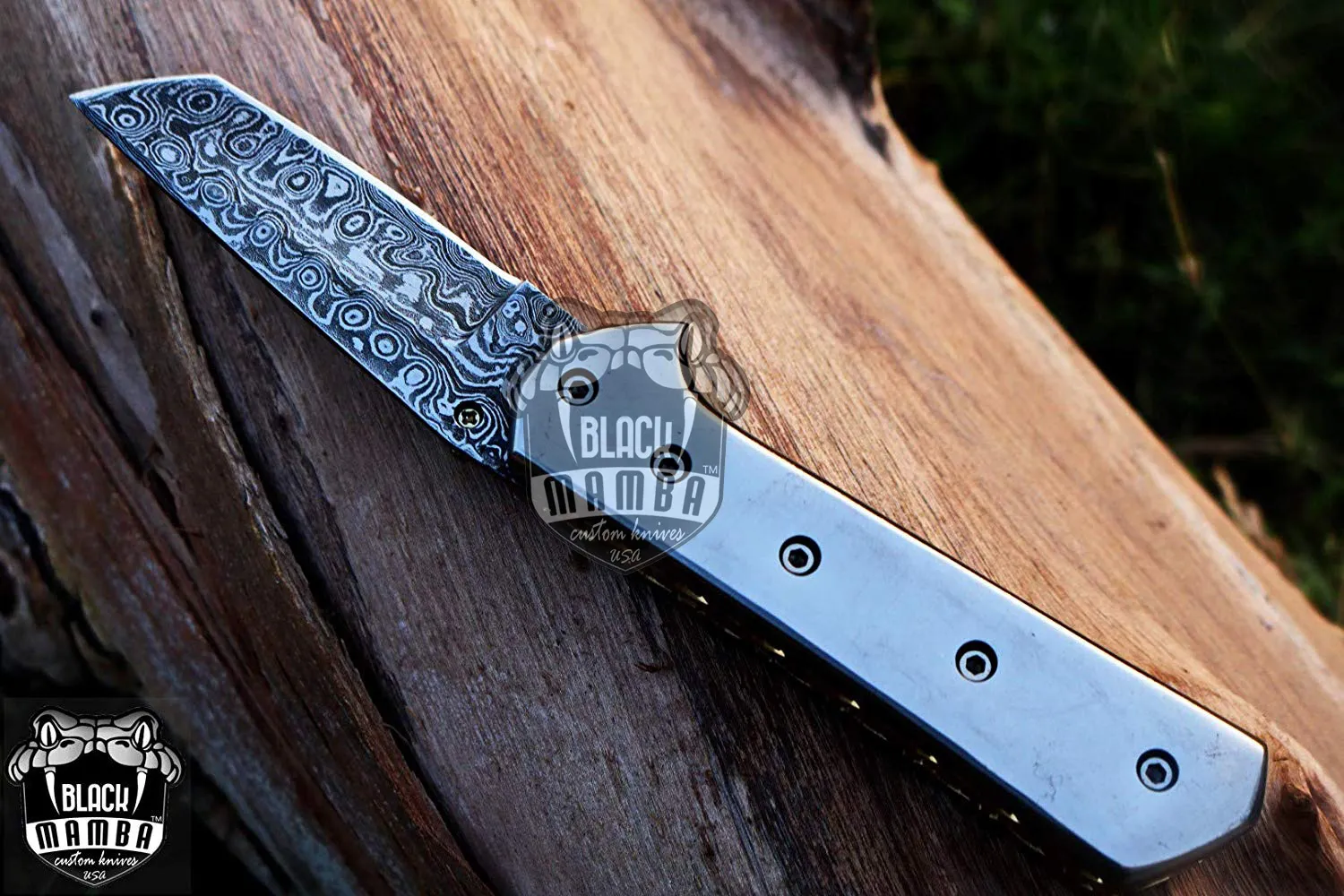 Bumble Bee Titanium – Damascus Folding Pocket Knife, 7″ Overall - view 4