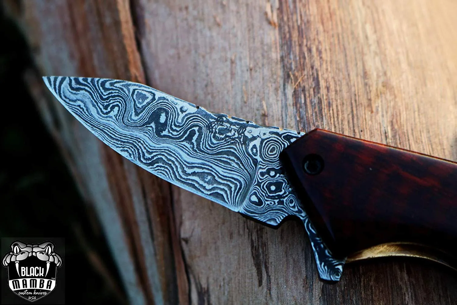Black Swamp – Damascus Folding Pocket Knife, 6.2″ Overall - view 7