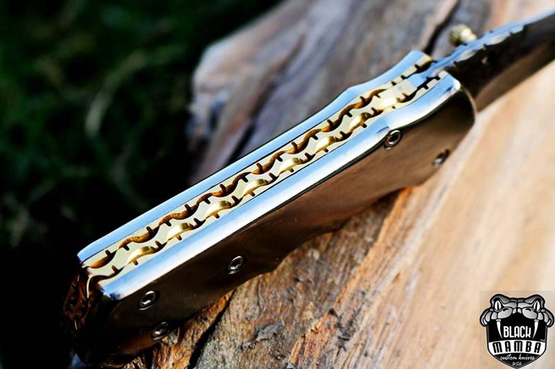 BMK-417 Atlas Titanium Pocket Knife 7 in Long 3 in Blade 5 Ounce Damascus Pocket Knife Folding Knife with Titanium Handle Hand Made World Class Knives USA Made - Image 2