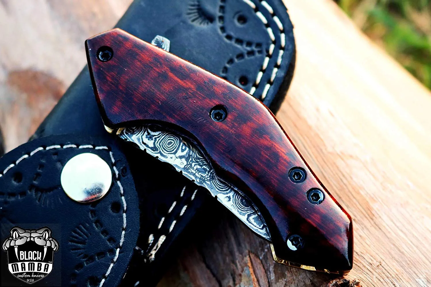 Black Swamp – Damascus Folding Pocket Knife, 6.2″ Overall - view 8