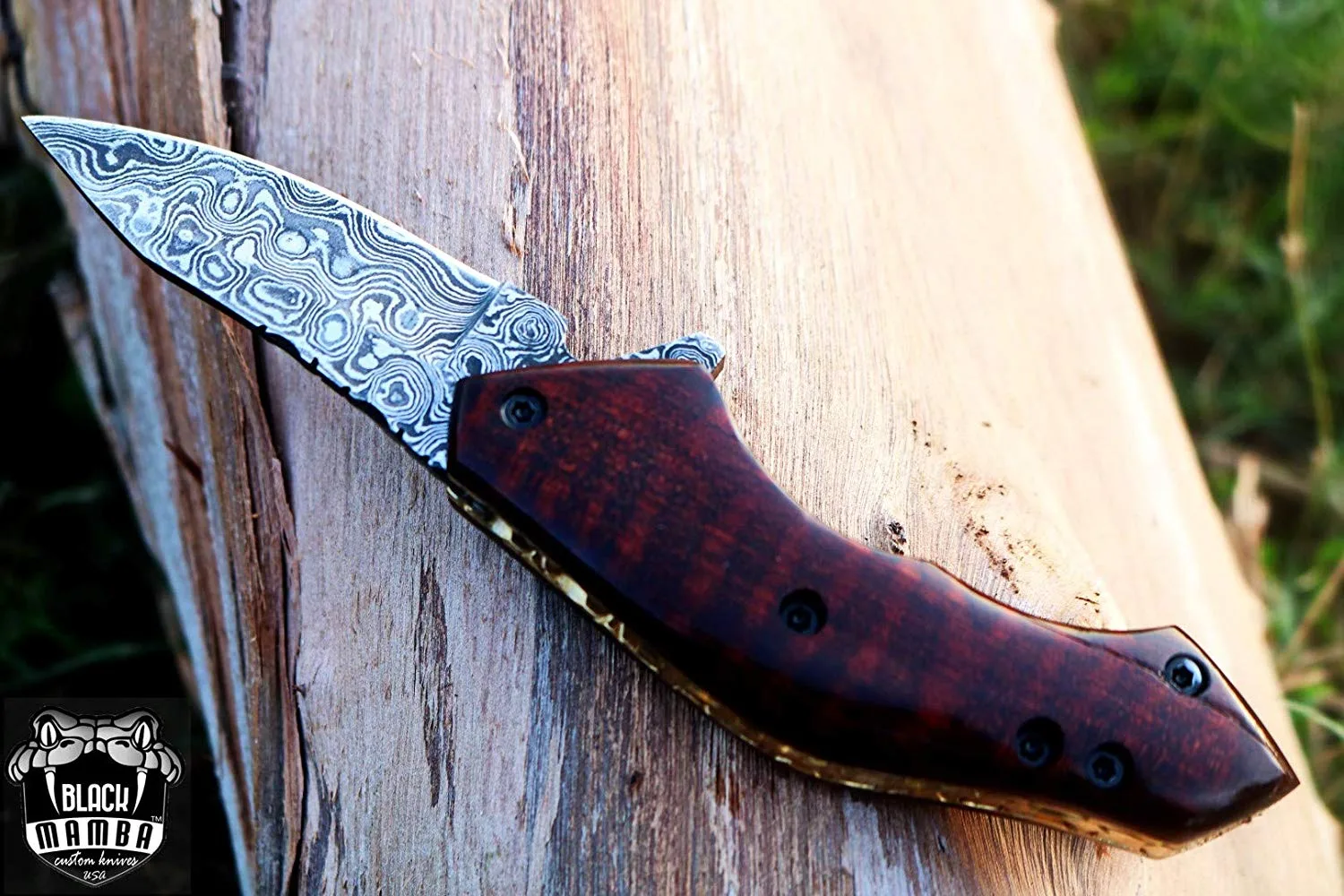 Black Swamp – Damascus Folding Pocket Knife, 6.2″ Overall - view 5