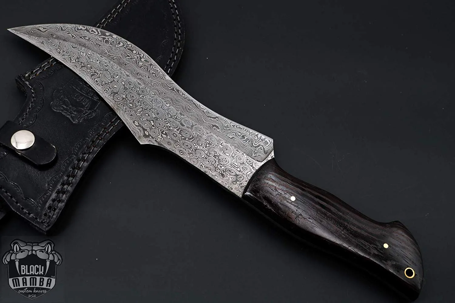 King Cobra Knife 13.5 Inches Long 8.3 Inches Blade 14.8 Ounce Damascus Steel Fixed Blade Hunting Bowie Knife Handmade Damascus Steel Knife Black Mamba Hand Made World Class Knives USA Made | BMK-151 - view 5