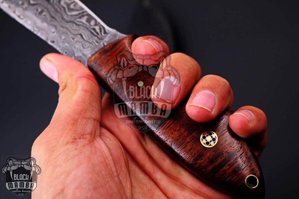 BMK-154 Wakizashi Knife 8.2 Inches Long 4 Inches Blade 7 Ounces Damascus Steel Fixed Blade Hunting Knife Damascus Skinner Knife Handmade Black Mamba Knives USA Made - Image 3