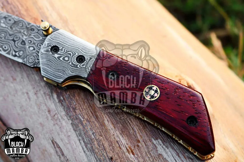 Garter Snake – Damascus Folding Pocket Knife, 7″ Overall - view 15