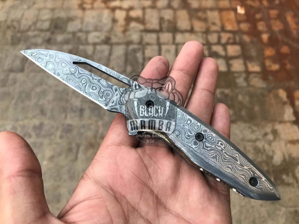 BMK-119 Megatron 3 Inches Blade Full Damascus Pocket Knife Handmade Damascus Hunting Knives - Image 3
