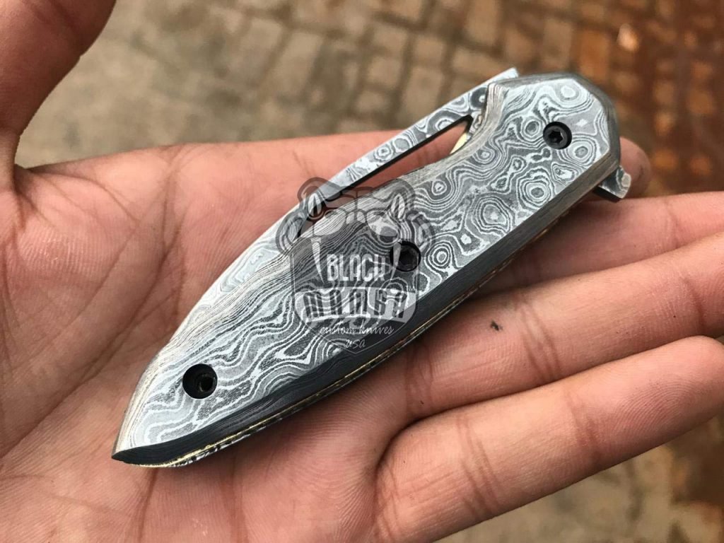 BMK-119 Megatron 3 Inches Blade Full Damascus Pocket Knife Handmade Damascus Hunting Knives - Image 8