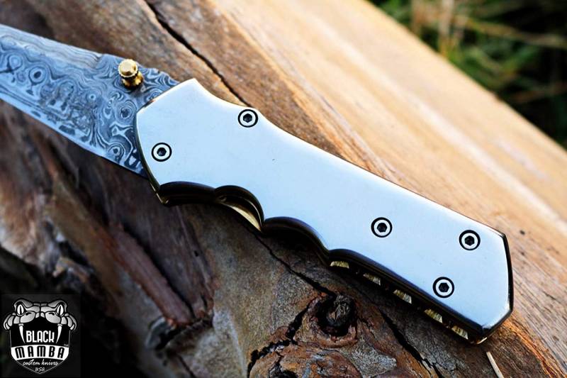 BMK-417 Atlas Titanium Pocket Knife 7 in Long 3 in Blade 5 Ounce Damascus Pocket Knife Folding Knife with Titanium Handle Hand Made World Class Knives USA Made - Image 7
