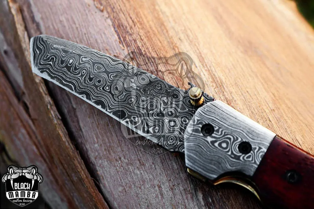 Garter Snake – Damascus Folding Pocket Knife, 7″ Overall - view 16