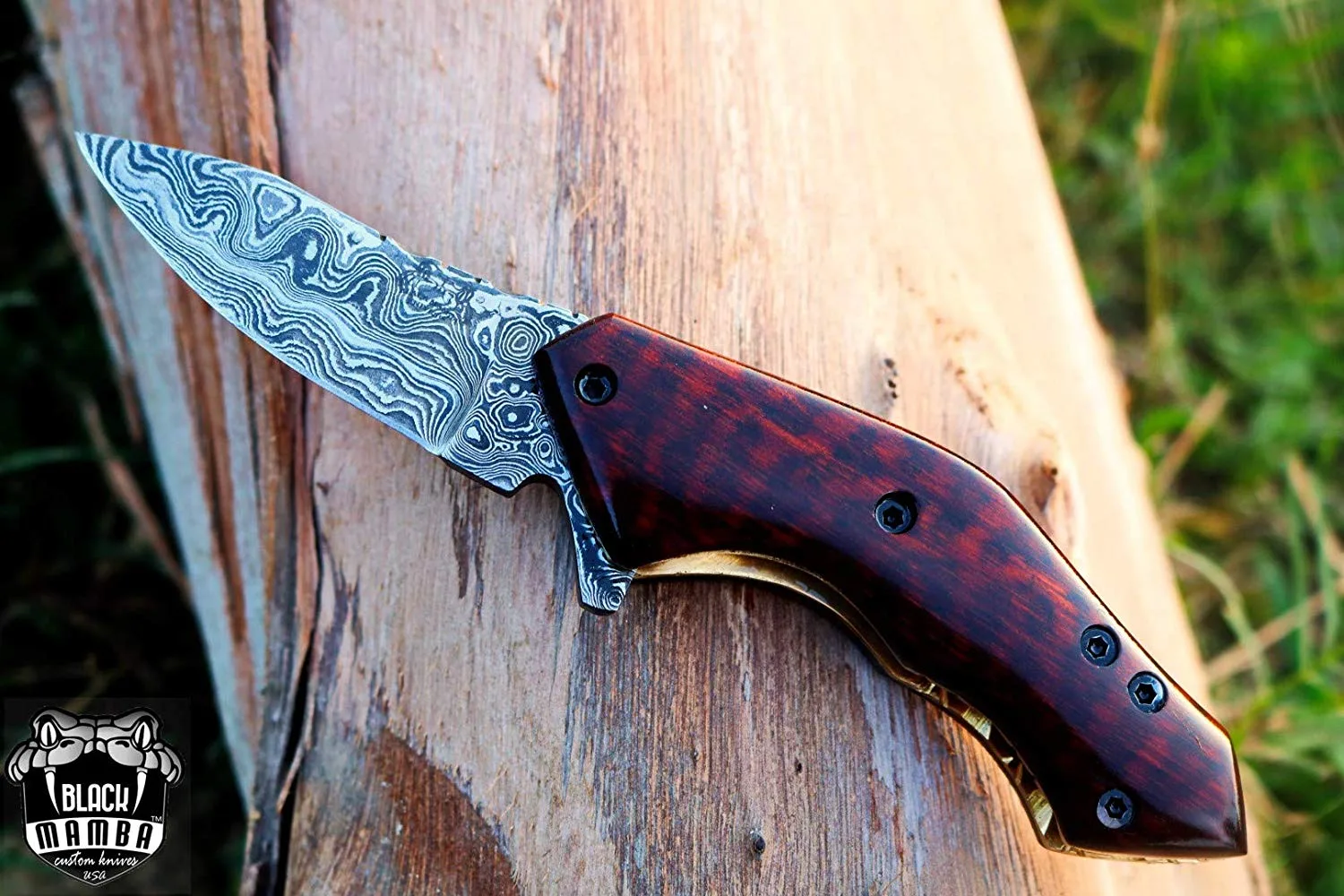 Black Swamp – Damascus Folding Pocket Knife, 6.2″ Overall - view 6