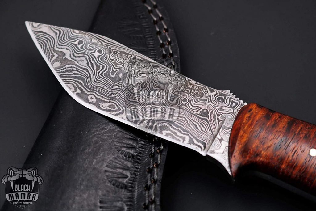BMK-154 Wakizashi Knife 8.2 Inches Long 4 Inches Blade 7 Ounces Damascus Steel Fixed Blade Hunting Knife Damascus Skinner Knife Handmade Black Mamba Knives USA Made - Image 5