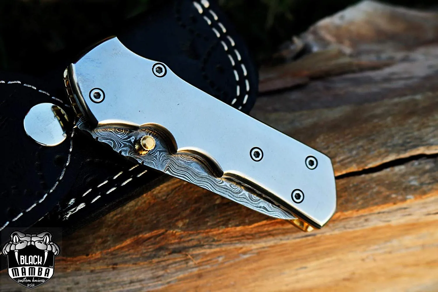 Atlas Titanium Pocket Knife 7 in Long 3 in Blade 5 Ounce Damascus Pocket Knife Folding Knife with Titanium Handle Hand Made World Class Knives USA Made | BMK-417 - view 8