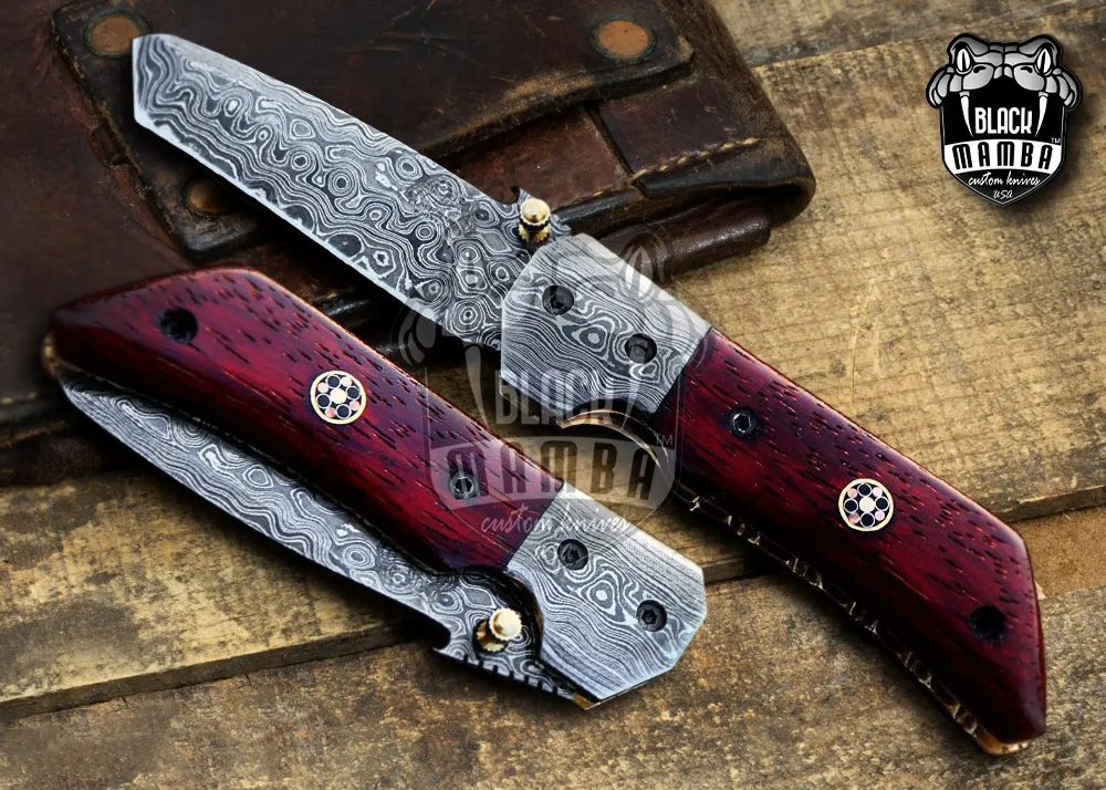 Garter Snake – Damascus Folding Pocket Knife, 7″ Overall - view 9