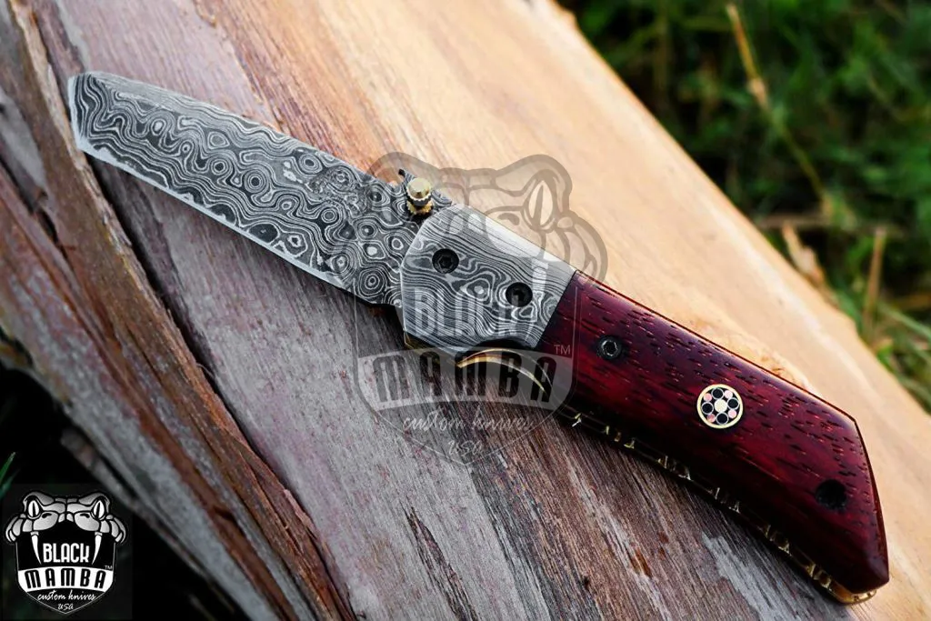 Garter Snake – Damascus Folding Pocket Knife, 7″ Overall - view 10