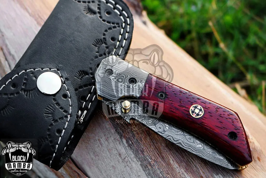 Garter Snake – Damascus Folding Pocket Knife, 7″ Overall - view 17