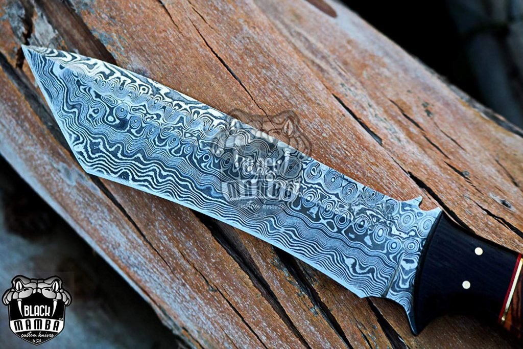 BMK-118 Aokigahara Damascus Tanto Knife 12 Inches Long 7 Inches Blade 12 Ounce Damascus Fixed Blade Hunting Knife Tanto Knife Damascus Hand Made Word Class Knives USA Made - Image 7