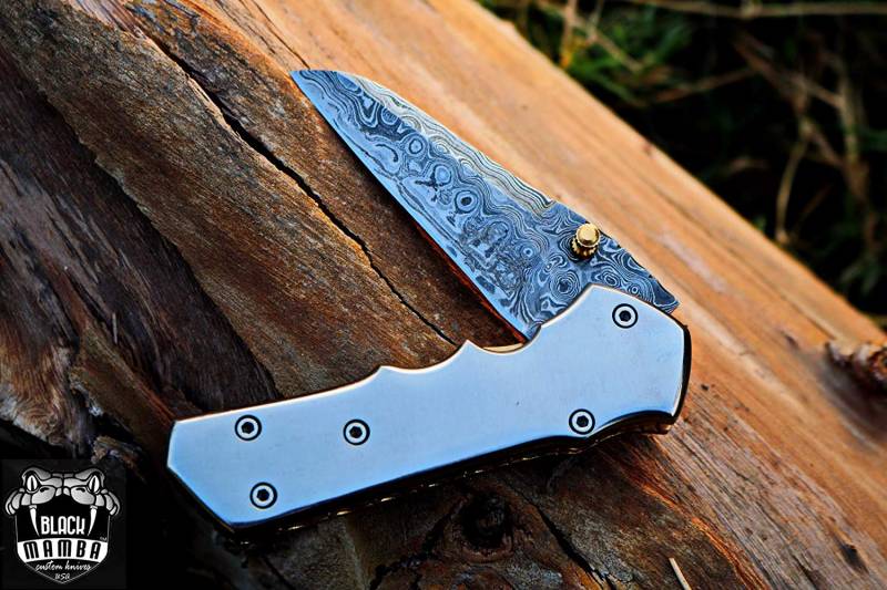 BMK-417 Atlas Titanium Pocket Knife 7 in Long 3 in Blade 5 Ounce Damascus Pocket Knife Folding Knife with Titanium Handle Hand Made World Class Knives USA Made - Image 10