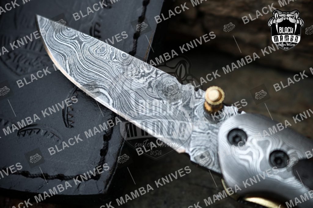 BLACK MAMBA KNIVES BMK-120 Fallen 3 Inches Blade Damascus folding Pocket Knife Hunting tool USA Made - Image 7