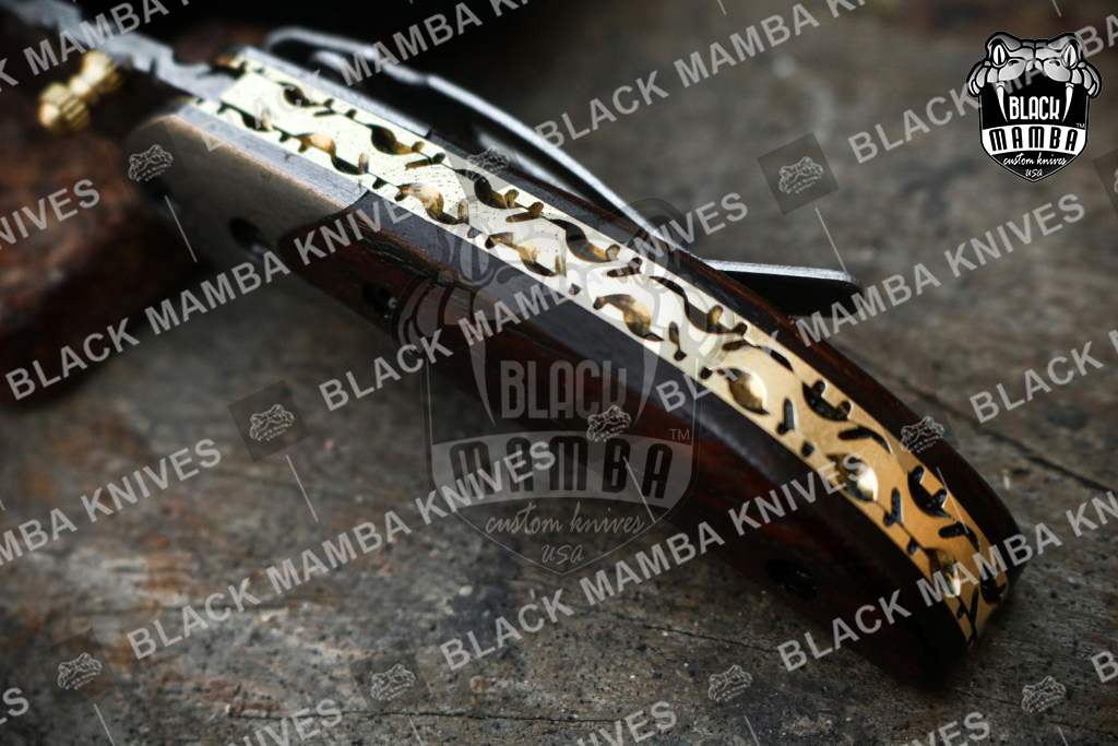 BLACK MAMBA KNIVES BMK-120 Fallen 3 Inches Blade Damascus folding Pocket  Knife Hunting tool USA Made