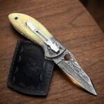 Rufous Beaked Snake - Damascus Folding Pocket Knife, 8″ Overall