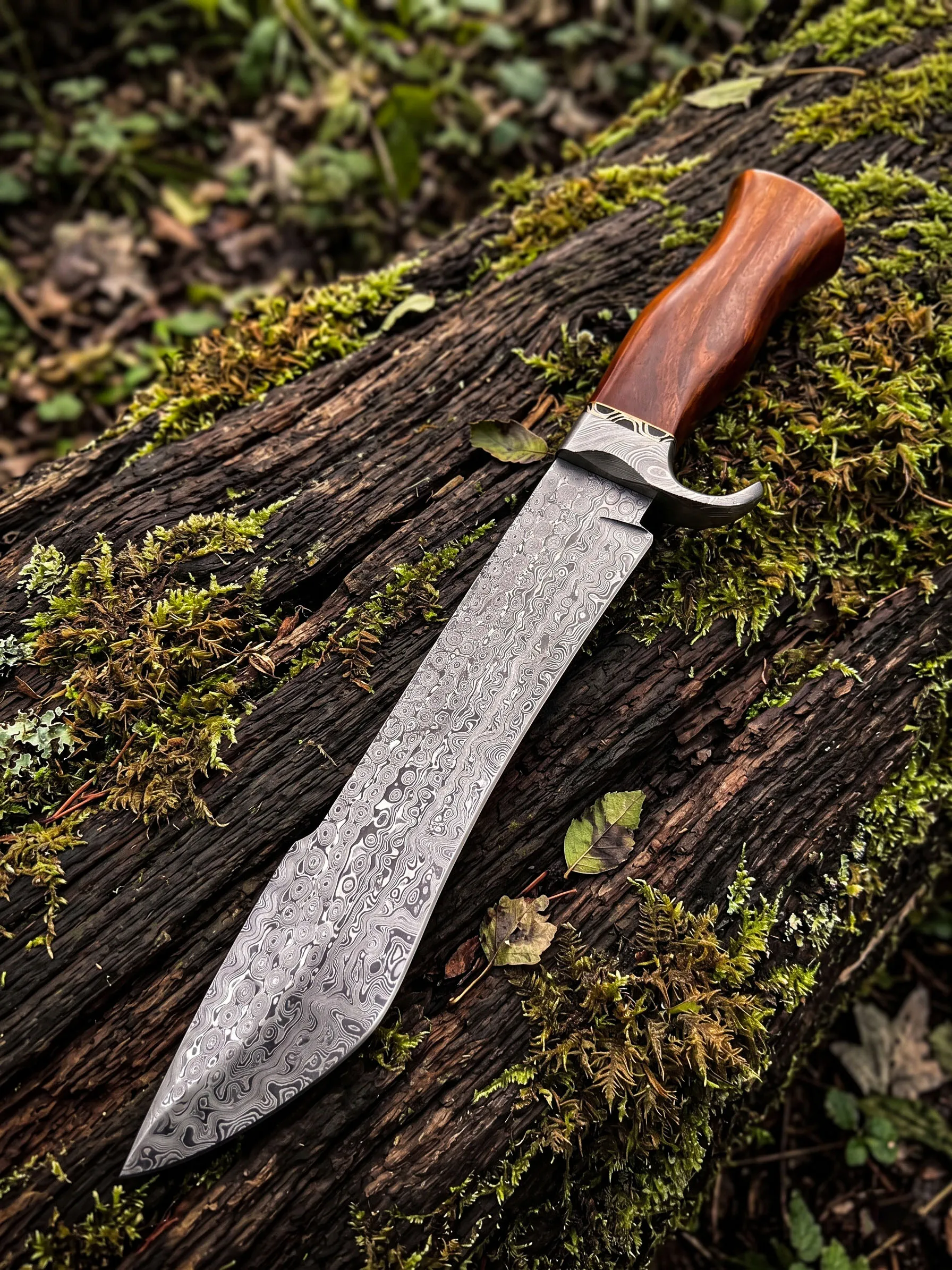 Sequoia Knife 15.5 Inches LONG 10 Inches BLADE 15 Ounce Damascus Steel Fixed Blade Hunting Bowie Knife Handmade Damascus Knife Black Mamba Knives USA Made | BMK-153 - view 2
