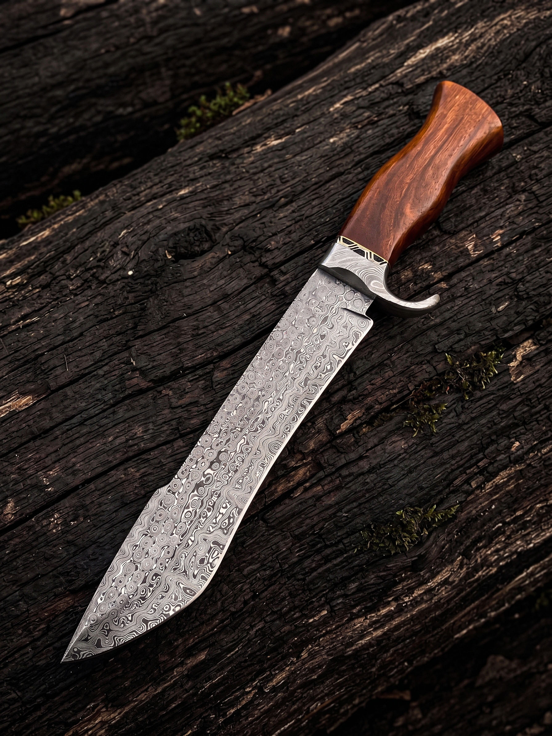 Sequoia – Damascus Bowie Knife, 15.5″ Overall, Wood Handle – view 3
