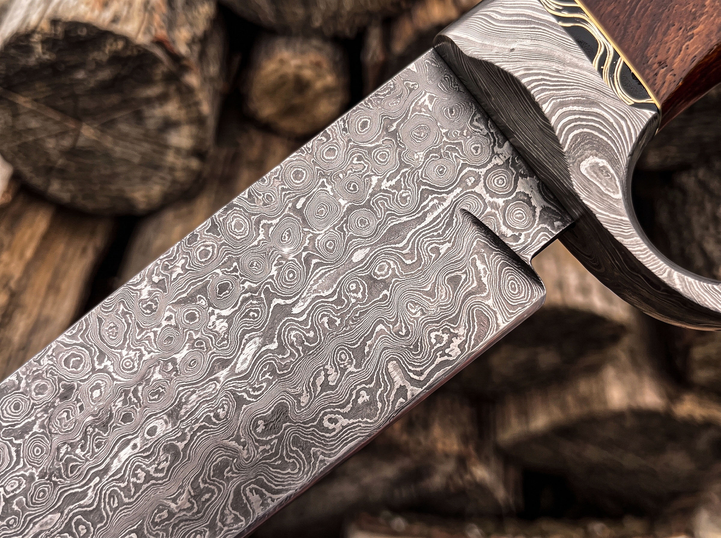 Sequoia – Damascus Bowie Knife, 15.5″ Overall, Wood Handle – view 4