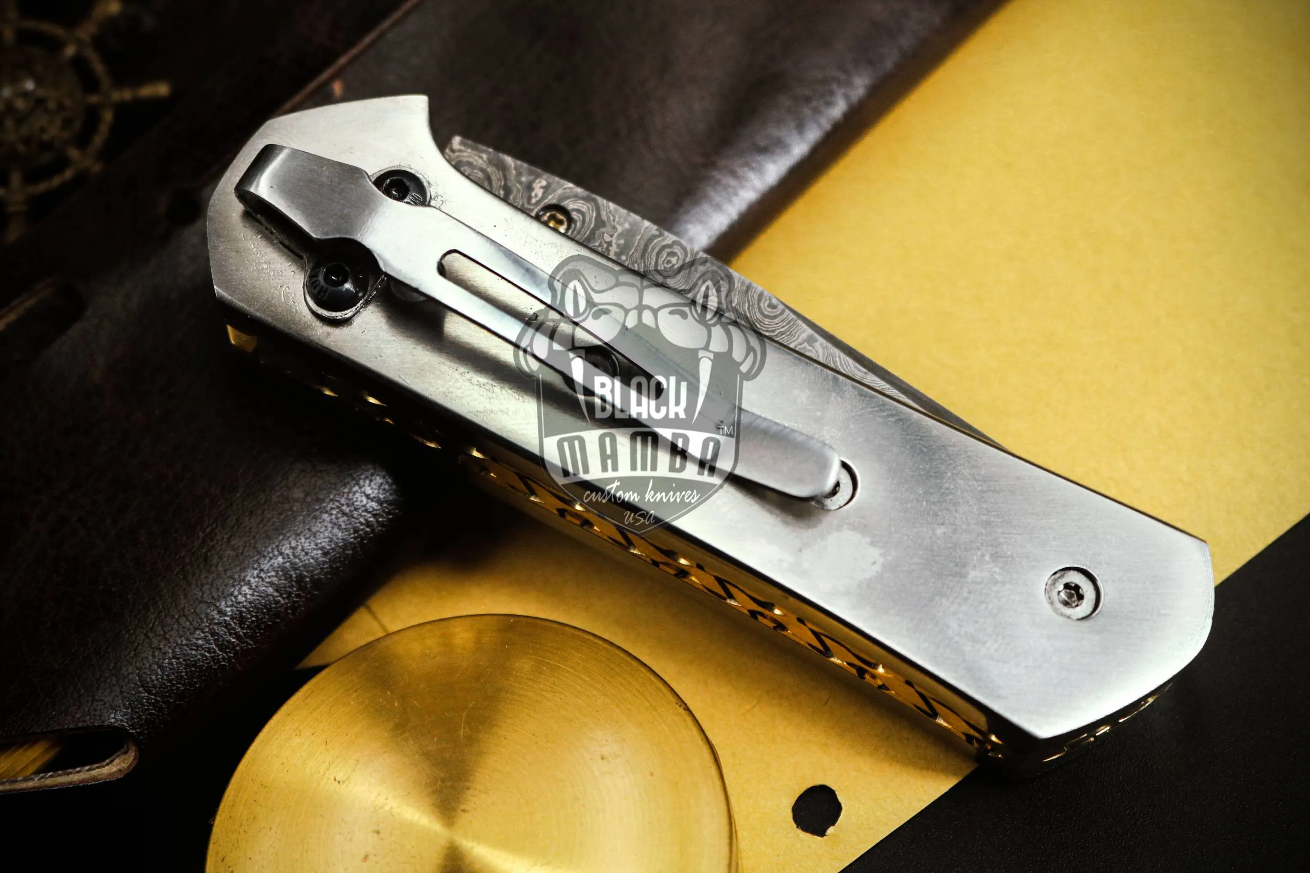 Bumble Bee Titanium – Damascus Folding Pocket Knife, 7″ Overall - view 9