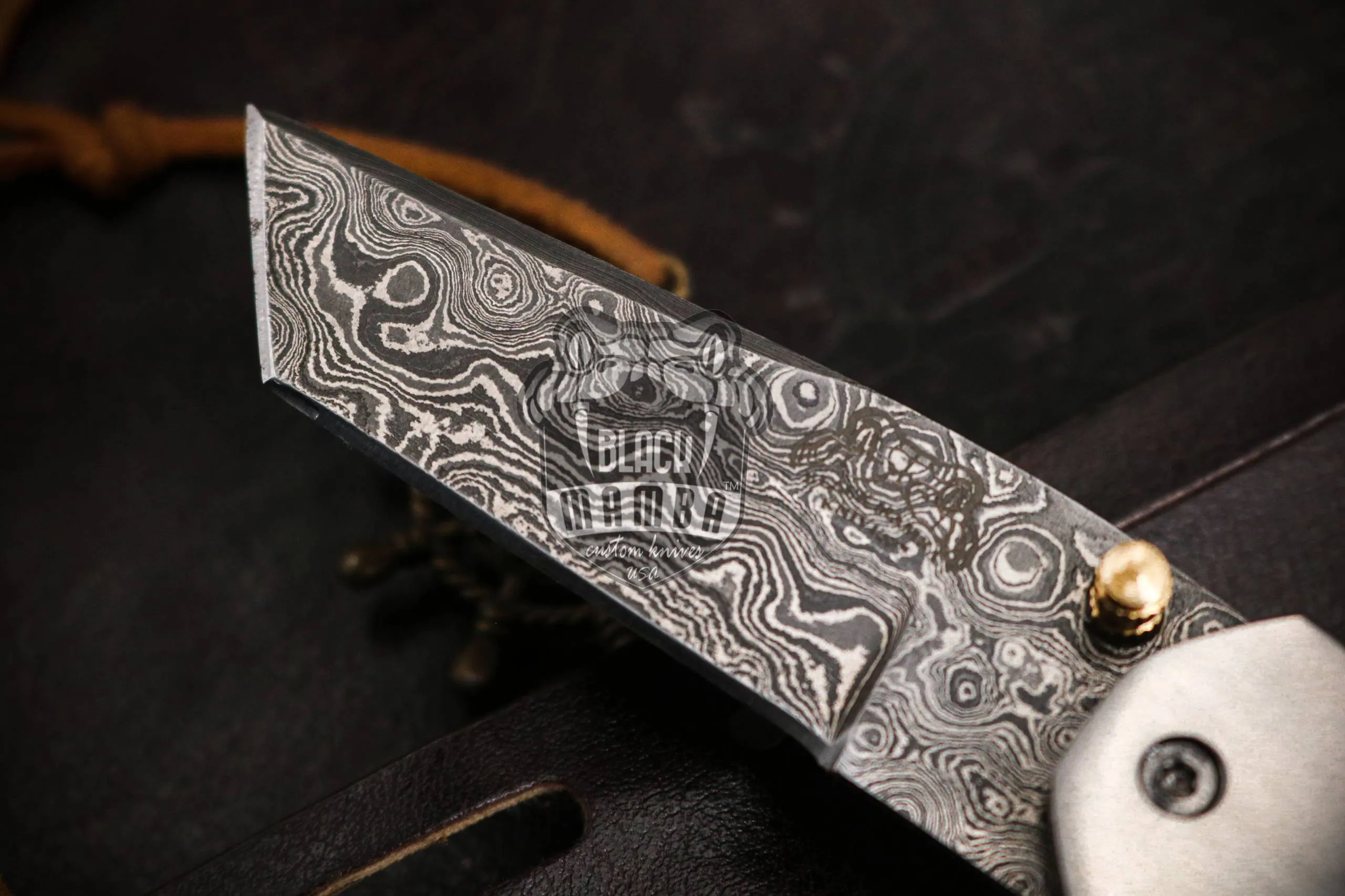 Bumble Bee Titanium – Damascus Folding Pocket Knife, 7″ Overall - view 12