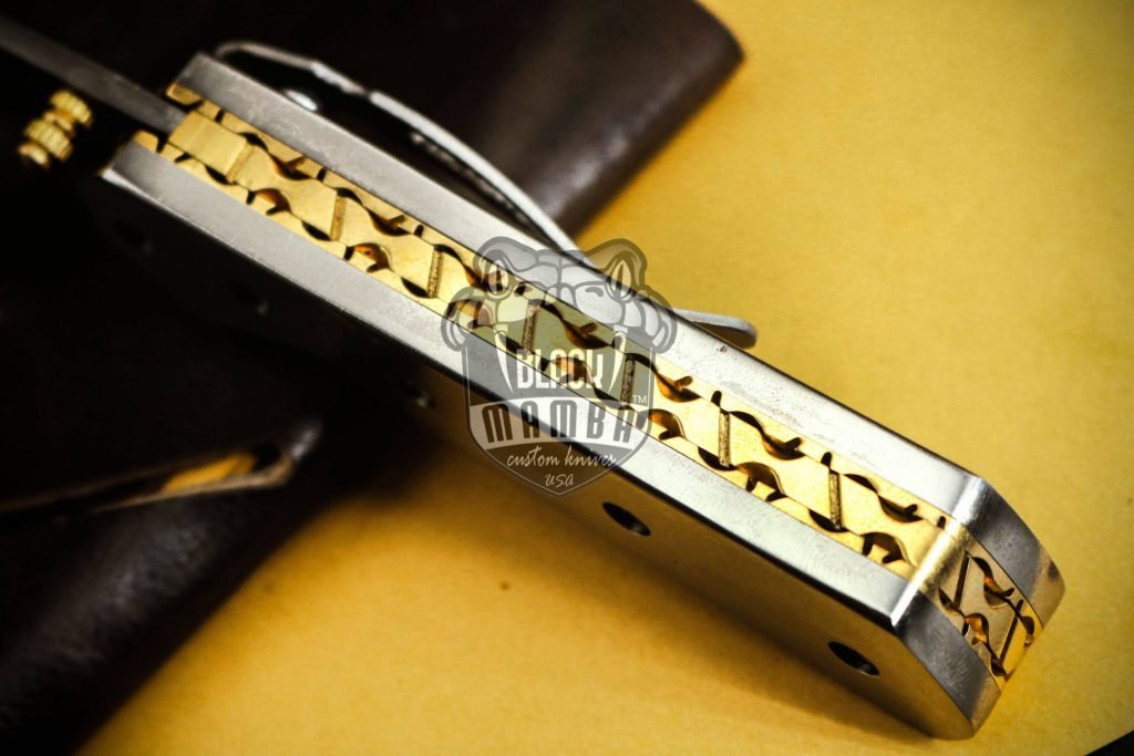 BMK-424 Bumble Bee Titanium Pocket Knife 7 in Long 3 in Blade 4.5 Ounce Damascus Pocket Knife Tanto Folding Knife with Titanium Handle Hand Made World Class Knives USA Made - Image 13