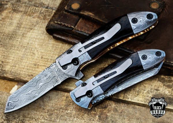 Damascus Pocket Knife, Damascus Folding Knife MAQ1629 -  Norway