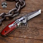 BMK-414 Indian red scorpion 7″ Long 3 ″Blade” 6oz Damascus TANTO Pocket Knives Handmade Damascus Pocket Folding Snake wood Knife Black Mamba Hand Made World Class Knives USA Made