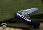 BLACK MAMBA KNIVES BMK-420 Indigo Snake Pocket Knife 7.5 in Long 3.5 in Blade 6 Ounce Damascus Pocket Knife Folding Knife with Wenge Wood Handle Hand Made Word Class Knives