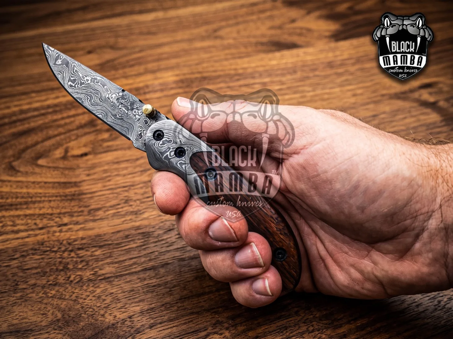 Fallen - Damascus Folding Pocket Knife, 6″ Overall