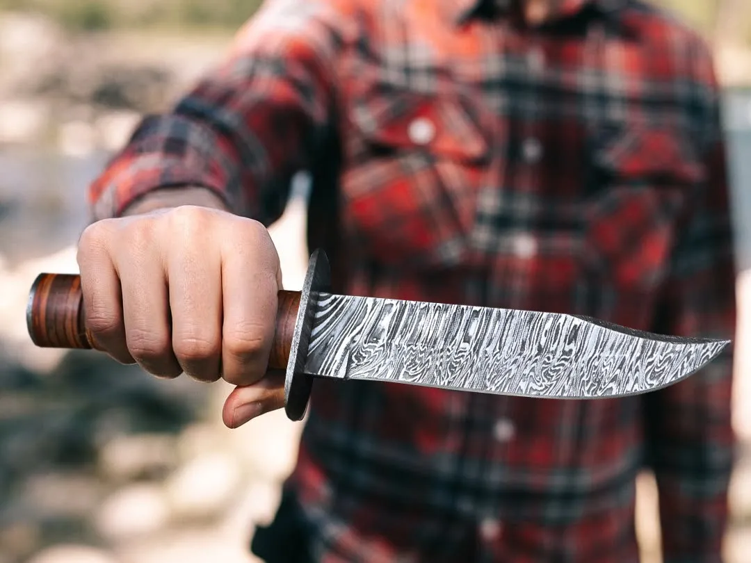 Ka-bar 12″ Long 7″ Blade 13.5oz Damascus Steel Fixed Blade Hunting Bowie Handmade Knife Black Mamba Hand Made World Class Knives Limited Luxury Edition | BMK-1001-LQ - view 2
