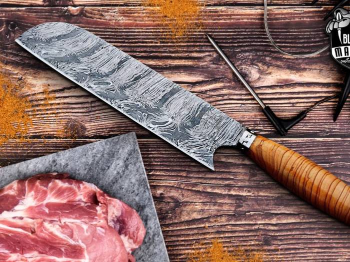 BMK-113-OL Yellowfin Chef Knife 13″ Long 8 “Blade ” 10 oz Razor Sharp Hand Made Damascus Chef Knives Kitchen Knives Black Mamba Hand Made World Class Knives