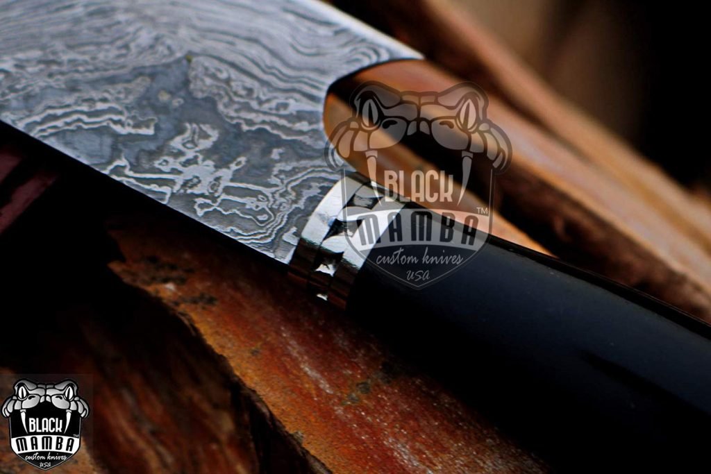 BMK-113-BL Sable Fish Chef Knife13.5″ Long 8.2 “Blade ” 9.1 oz Razor Sharp Hand Made Damascus Steel Chef Knives Black Mamba Hand Made World Class Knives Made in USA - Image 2