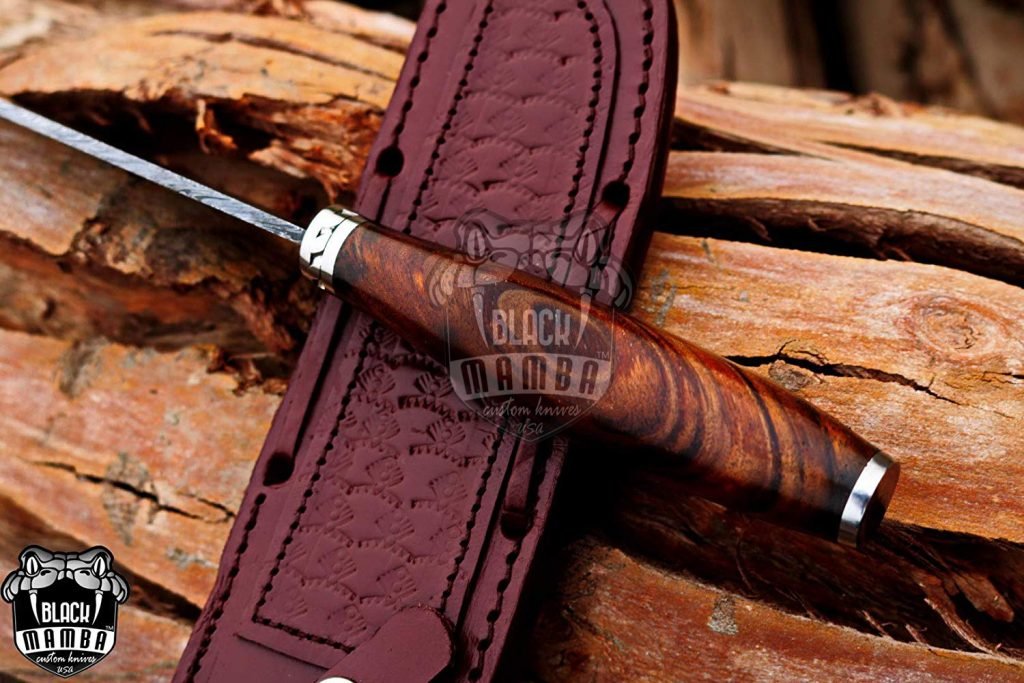 BMK-113-W Brown Trout Chef Knife 13.5″ Long 8.2 “Blade ” 9.1 oz Razor Sharp Hand Made Damascus Steel Chef Knives Black Mamba Hand Made World Class Knives Made in USA - Image 3