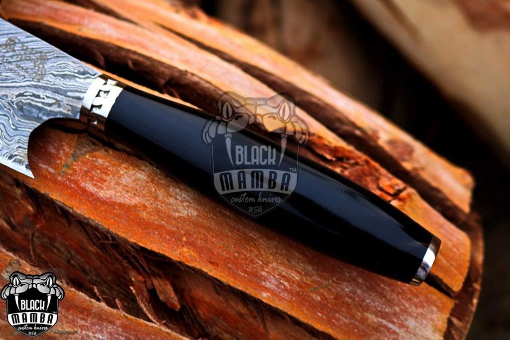 BMK-113-BL Sable Fish Chef Knife13.5″ Long 8.2 “Blade ” 9.1 oz Razor Sharp Hand Made Damascus Steel Chef Knives Black Mamba Hand Made World Class Knives Made in USA - Image 4