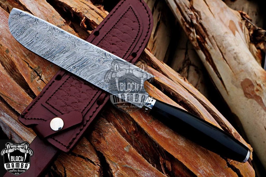 BMK-113-BL Sable Fish Chef Knife13.5″ Long 8.2 “Blade ” 9.1 oz Razor Sharp Hand Made Damascus Steel Chef Knives Black Mamba Hand Made World Class Knives Made in USA - Image 9