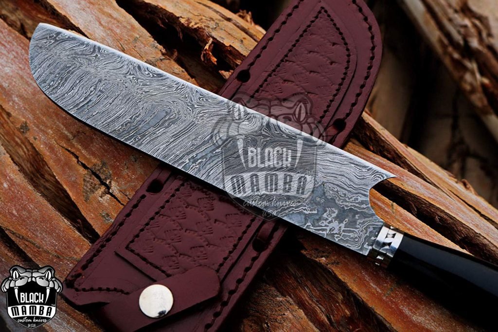 BMK-113-BL Sable Fish Chef Knife13.5″ Long 8.2 “Blade ” 9.1 oz Razor Sharp Hand Made Damascus Steel Chef Knives Black Mamba Hand Made World Class Knives Made in USA - Image 7