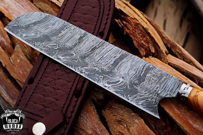 BMK-113-OL Yellowfin Chef Knife 13″ Long 8 “Blade ” 10 oz Razor Sharp Hand Made Damascus Chef Knives Kitchen Knives Black Mamba Hand Made World Class Knives - Image 2