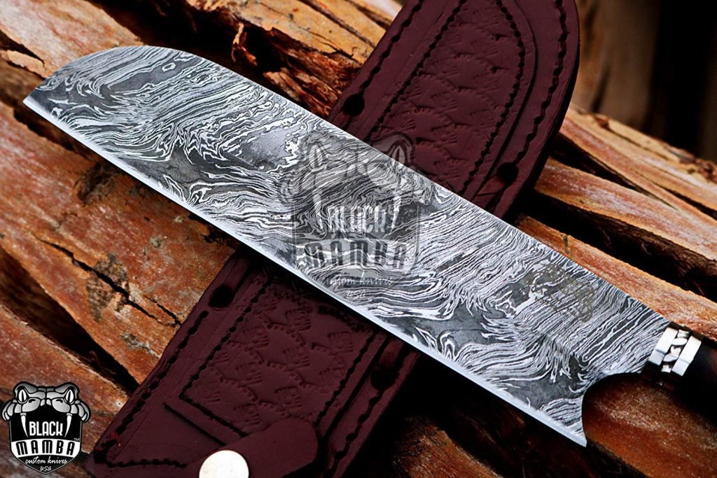 BMK-113-W Brown Trout Chef Knife 13.5″ Long 8.2 “Blade ” 9.1 oz Razor Sharp Hand Made Damascus Steel Chef Knives Black Mamba Hand Made World Class Knives Made in USA - Image 7