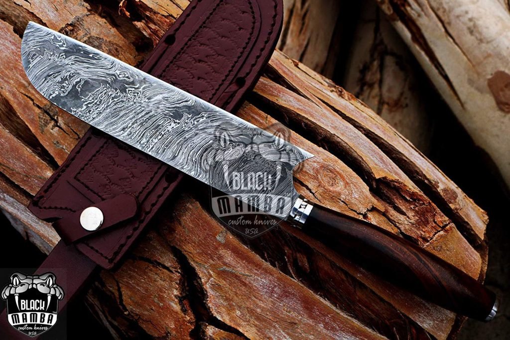 BMK-113-W Brown Trout Chef Knife 13.5″ Long 8.2 “Blade ” 9.1 oz Razor Sharp Hand Made Damascus Steel Chef Knives Black Mamba Hand Made World Class Knives Made in USA - Image 6