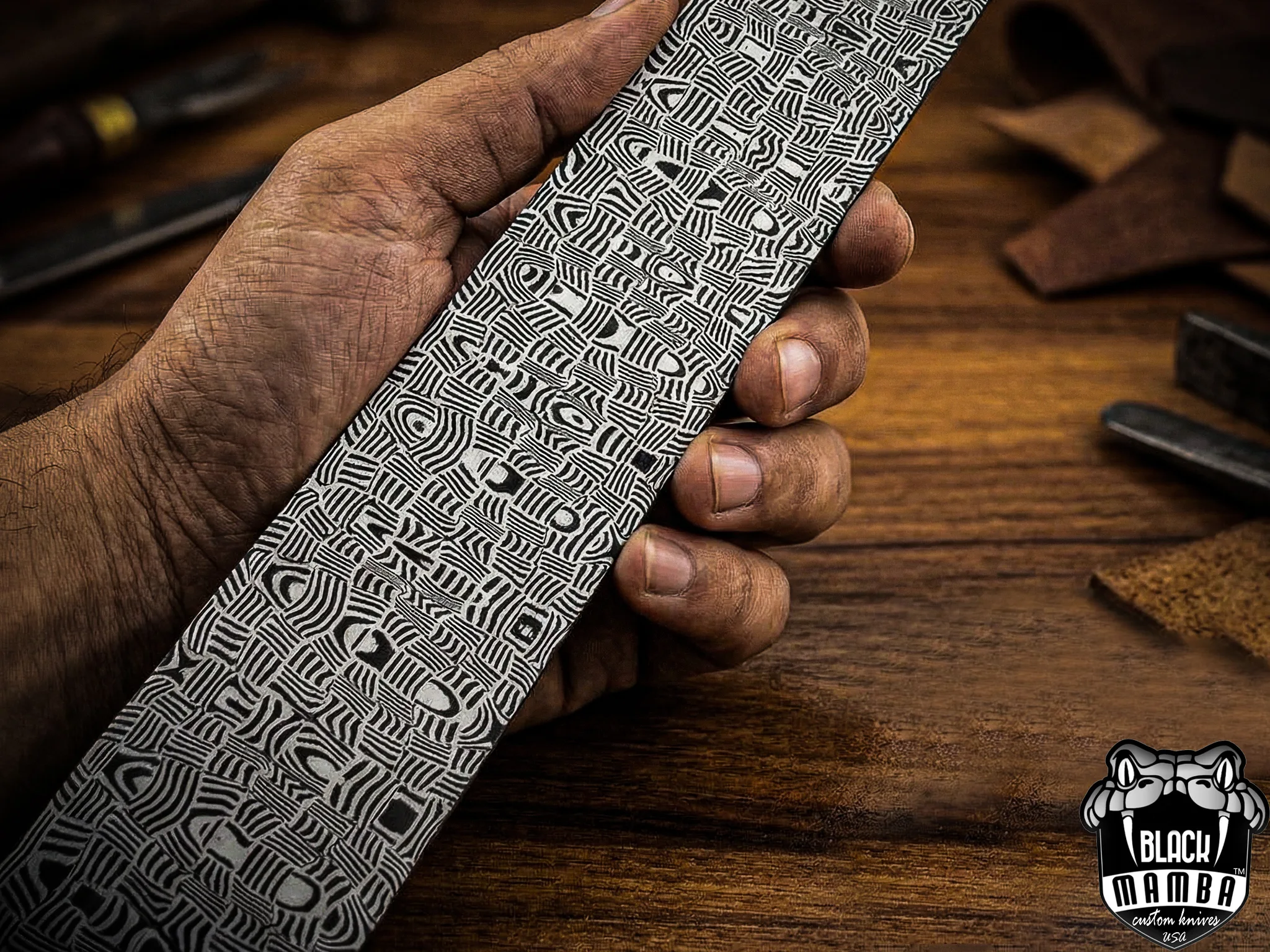 Mosiac - Damascus Hunting Knife, 12″ Overall