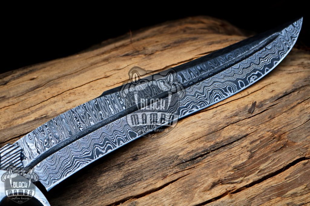 BMK-1005-LQ-MH RED DRAGON SLAYER Knife 17.5″ Long 11″Blade ” 22.9 oz Damascus Fixed Blade Hunting  Bowie Knife WITH Mammoth handle Black mamba Hand Made World Class knives USA made - Image 7